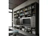 Libreria Speed Up 02 in laccato Dark Grey e Materico effetto pelle di Dall'Agnese