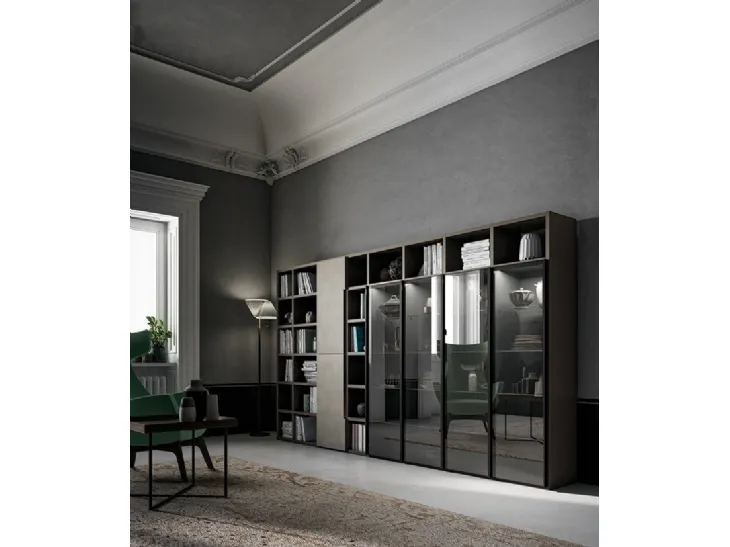 Libreria a muro Speed Up 04 in effetto Resina Dark Grey di Dall'Agnese