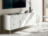 Madia in ceramica effetto Marmo con piedini in ottone lucido Universal di Calligaris