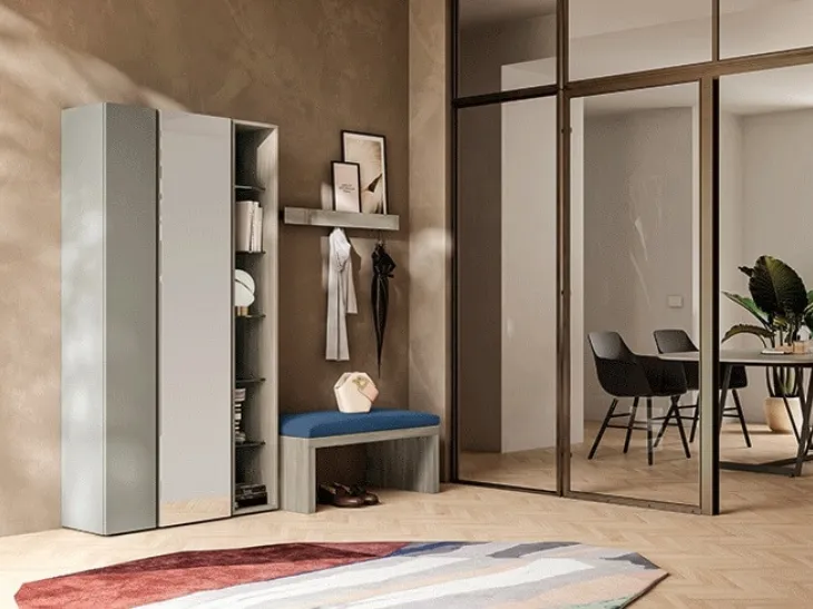 Mobile ingresso in laccato e melaminico con specchiera Sessanta 06 di Birex