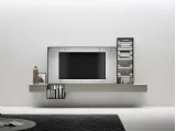 Mobile Porta Tv sospeso in laccato opaco con cornice in gres effetto marmo di Caccaro