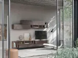 Parete Attrezzata Composizione Horizon 904 in legno, laccato lucido e materico di Mobilgam