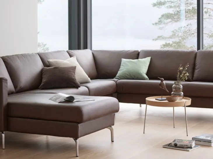 Divano in pelle imbottito angolare con penisola Copenaghen di Stressless