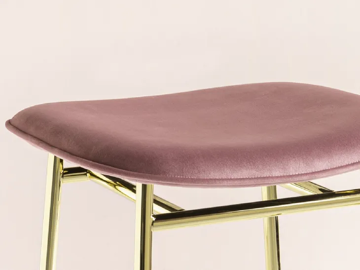 Sgabello in tessuto con struttura in ottone Fifties 02 di Calligaris