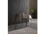 Sedia rivestita in pelle con motivo geometrico sullo schienale Lunette Plus di Ozzio