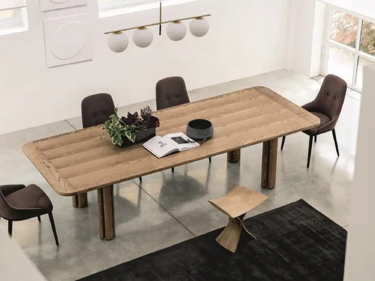 Tavolo in legno massello con piano in frassino Quadrifoglio di Porada