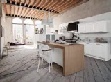 Cucina Classica lineare in legno laccato bianco con top in marmo Asolo 01 di Dibiesse