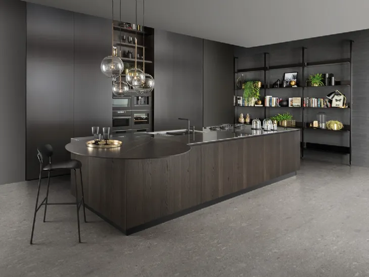 Cucina Design lineare in rovere e acciaio D12 001 di Doimo Cucine