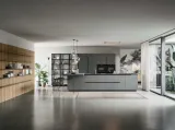 Cucina Moderna lineare Lesmo 01 in laccato grigio opaco di Dibiesse