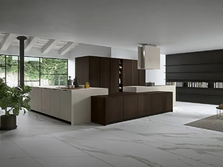 Cucina Moderna angolare Vestimi 04 in rovere termotrattato  e finitura calce di Dibiesse